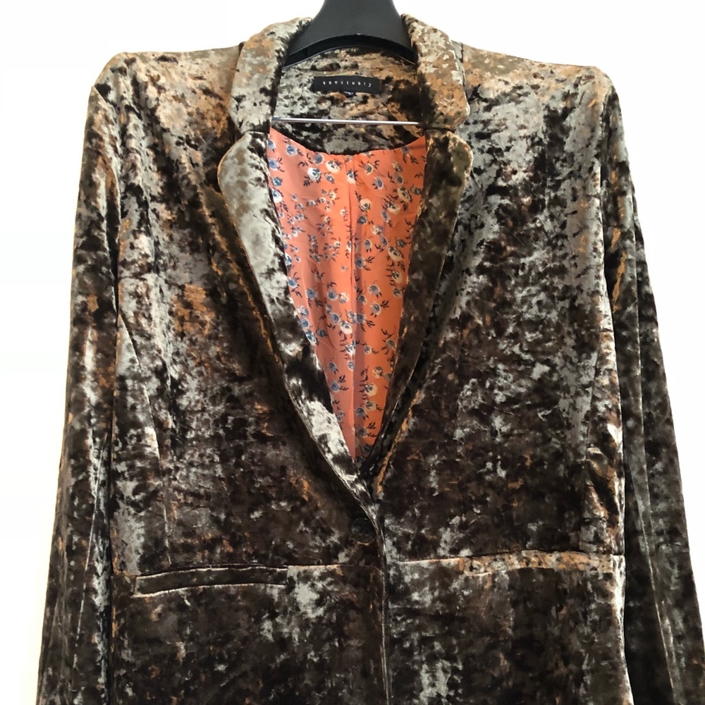 Green crush velvet jacket